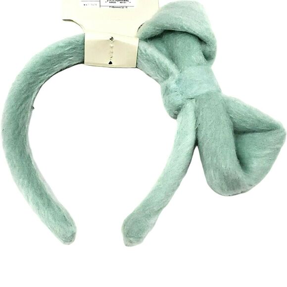 Cat & Jack Faux Fur Headband Mint Green Big Bow Hair‎ Accessories Girls Toddler - Picture 2 of 2